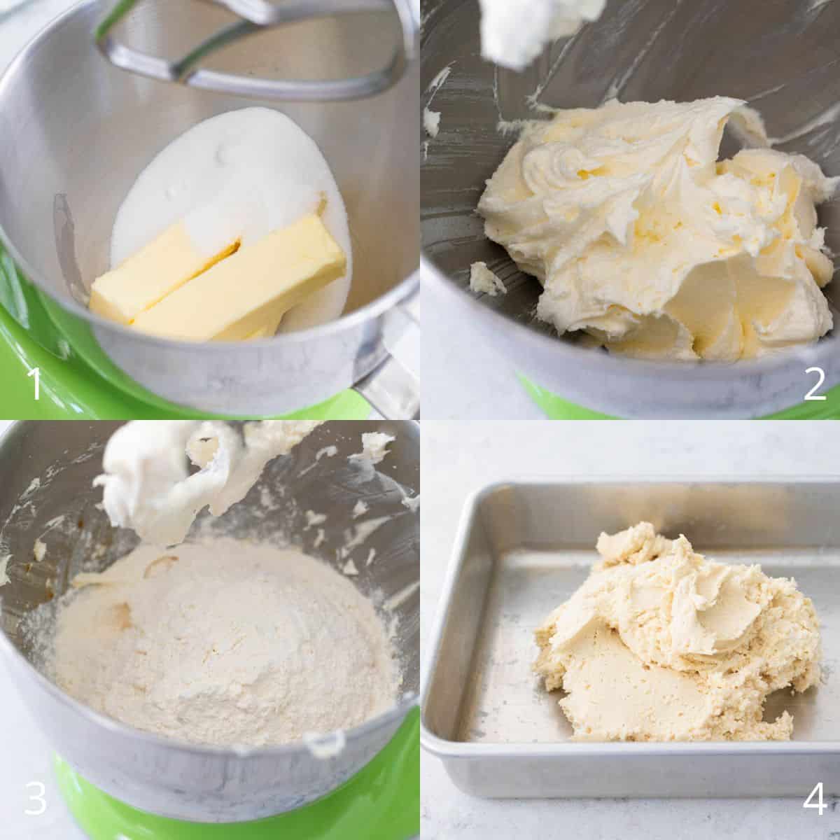 The step by step photos show how to prepare the shortbread cookie dough.