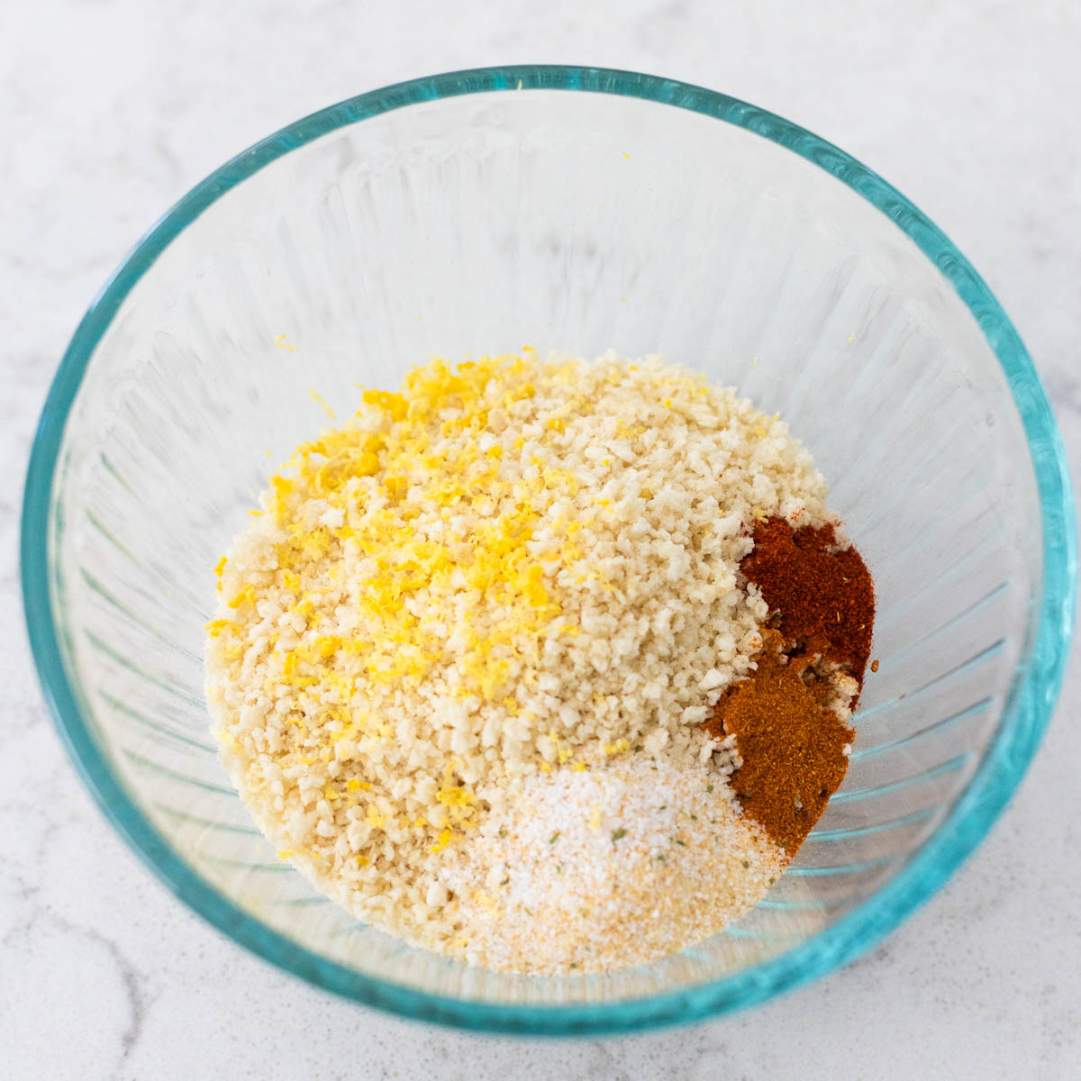 The breadcrumbs have lemon zest and spices on top.