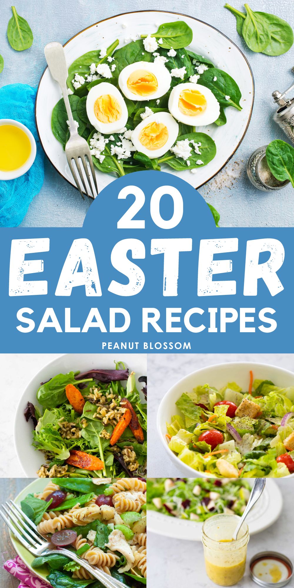 The photo collage shows four easy salads for Easter.