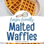 The photo collage shows two platers of malted waffles.