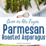 A photo collage shows how to cook the roasted asparagus.