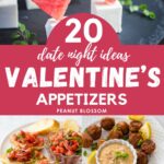 A photo collage shows 5 different appetizers for Valentine's Day.