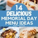 The photo collage shows 5 delicious recipes to make for a cookout on Memorial Day.