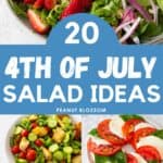 The photo collage shows several fresh salads for the 4th of July.