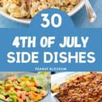 The photo collage shows a macaroni salad, fruit salad, red rice casserole, corn casserole, and fresh potatoes with vegetables.