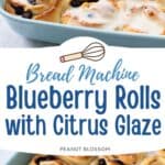 A photo collage shows the blueberry rolls with and without the citrus glaze on top.