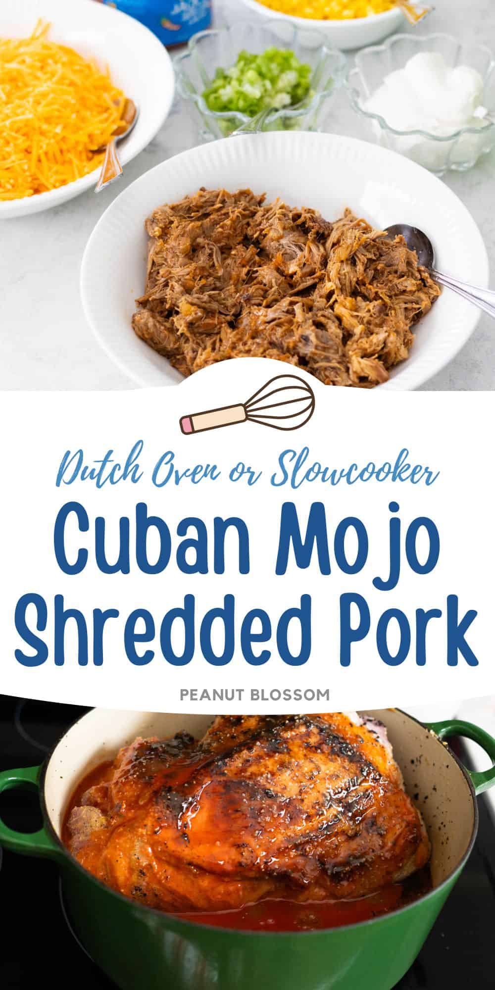 A bowl of shredded pork shoulder is in a white bowl surrounded by toppings to make nachos.