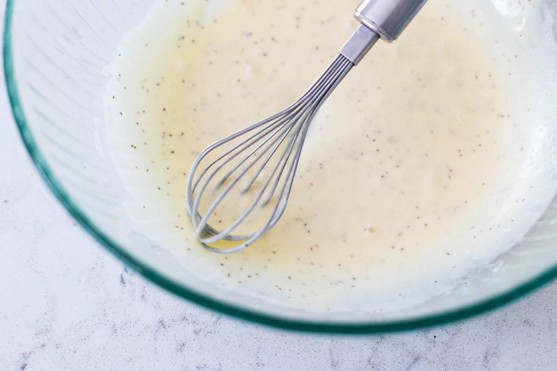 The smooth dressing is ready for the cabbage.