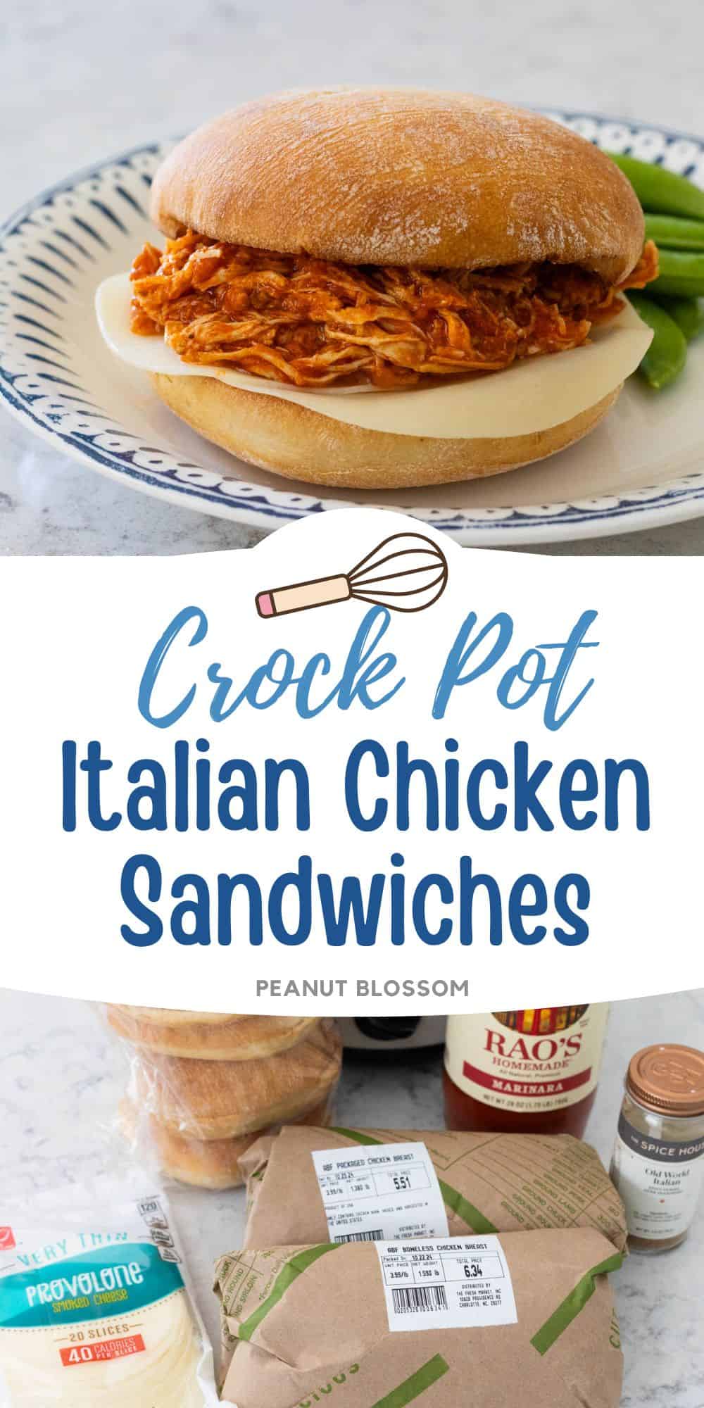 The photo collage shows the finished sandwich on a plate next to the ingredients needed to make it on the counter.