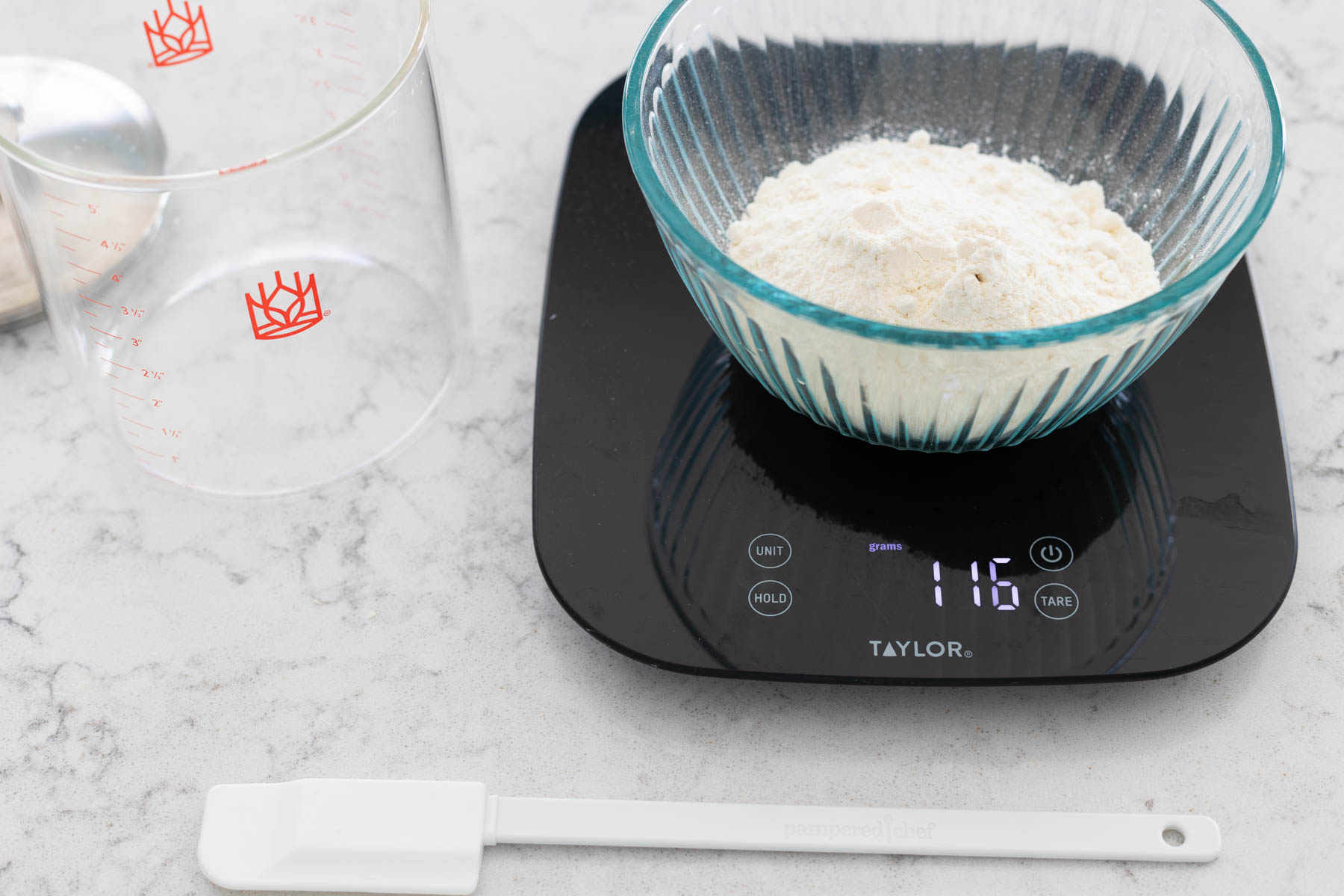 The flour has been added to the starter in the same ratio of weight.