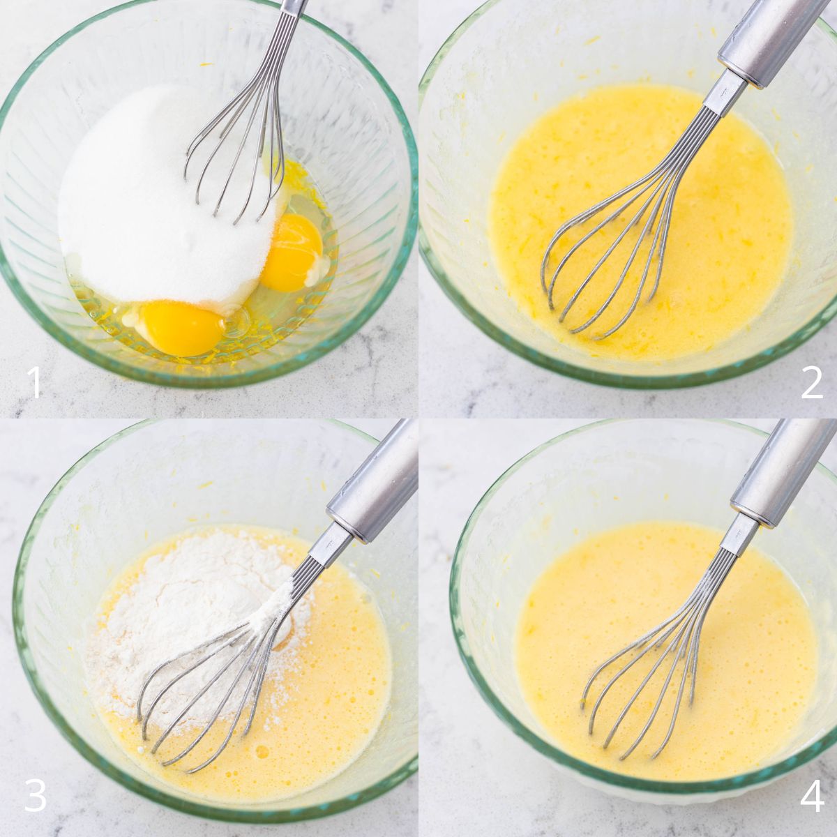 The step by step photos show how to whisk together the lemon filling.