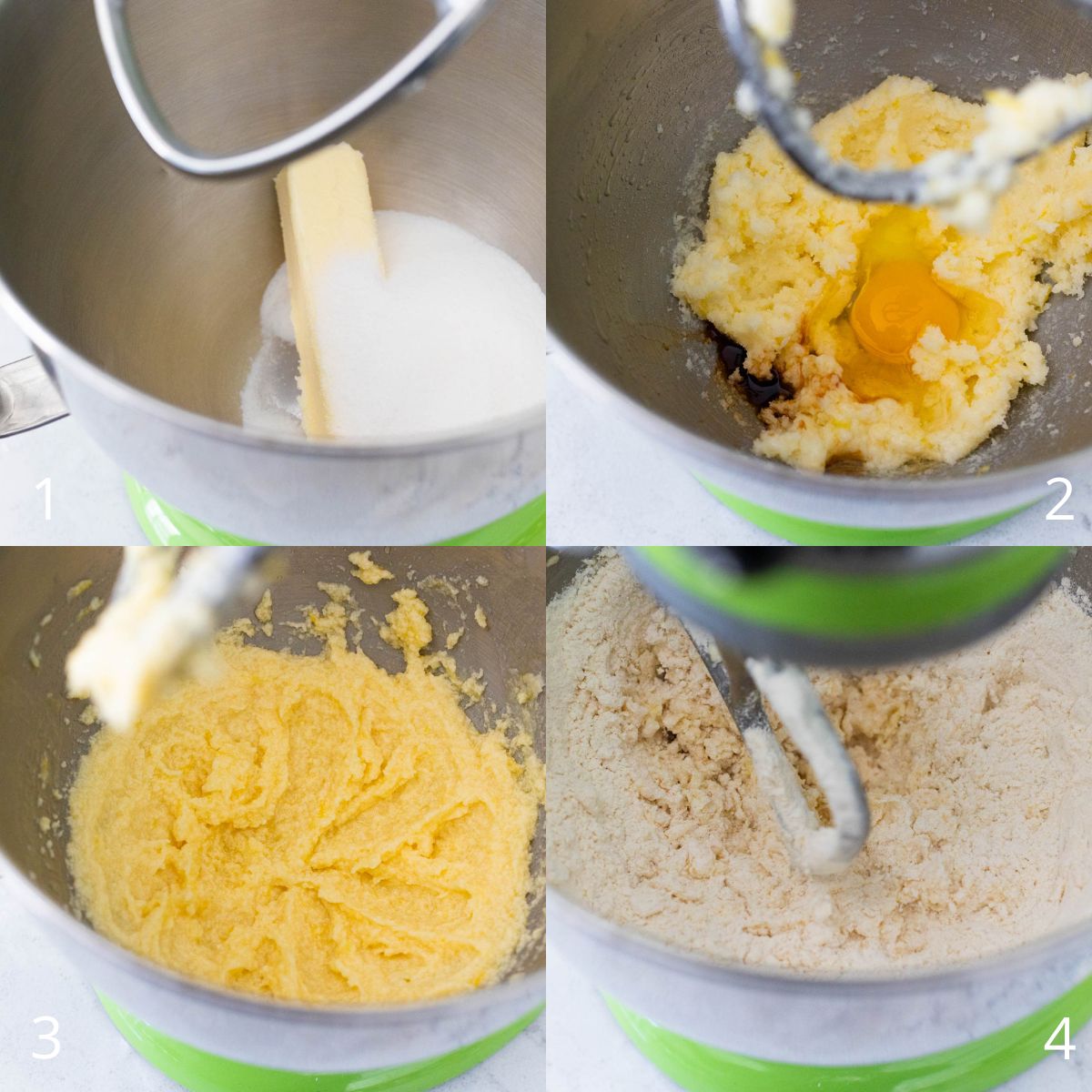 The step by step photos show how to make the cookie dough.