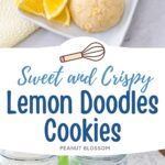 A platter of puffy lemon doodle cookies has sliced fresh lemons on the side.
