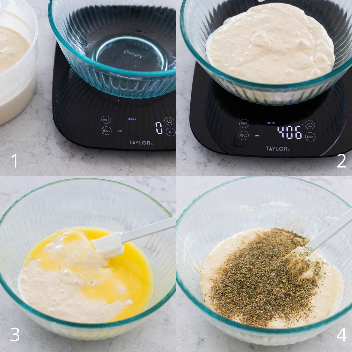 The step by step photos show how to prepare the cracker batter.