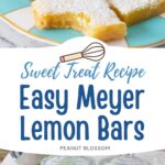 The photo collage shows the finished dessert bars next to the photo of the ingredients needed to make them.