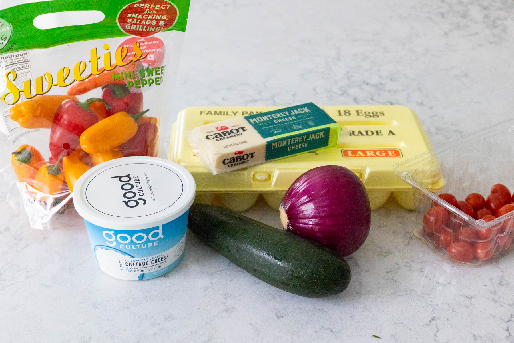 The ingredients to make egg bowls are on the counter.