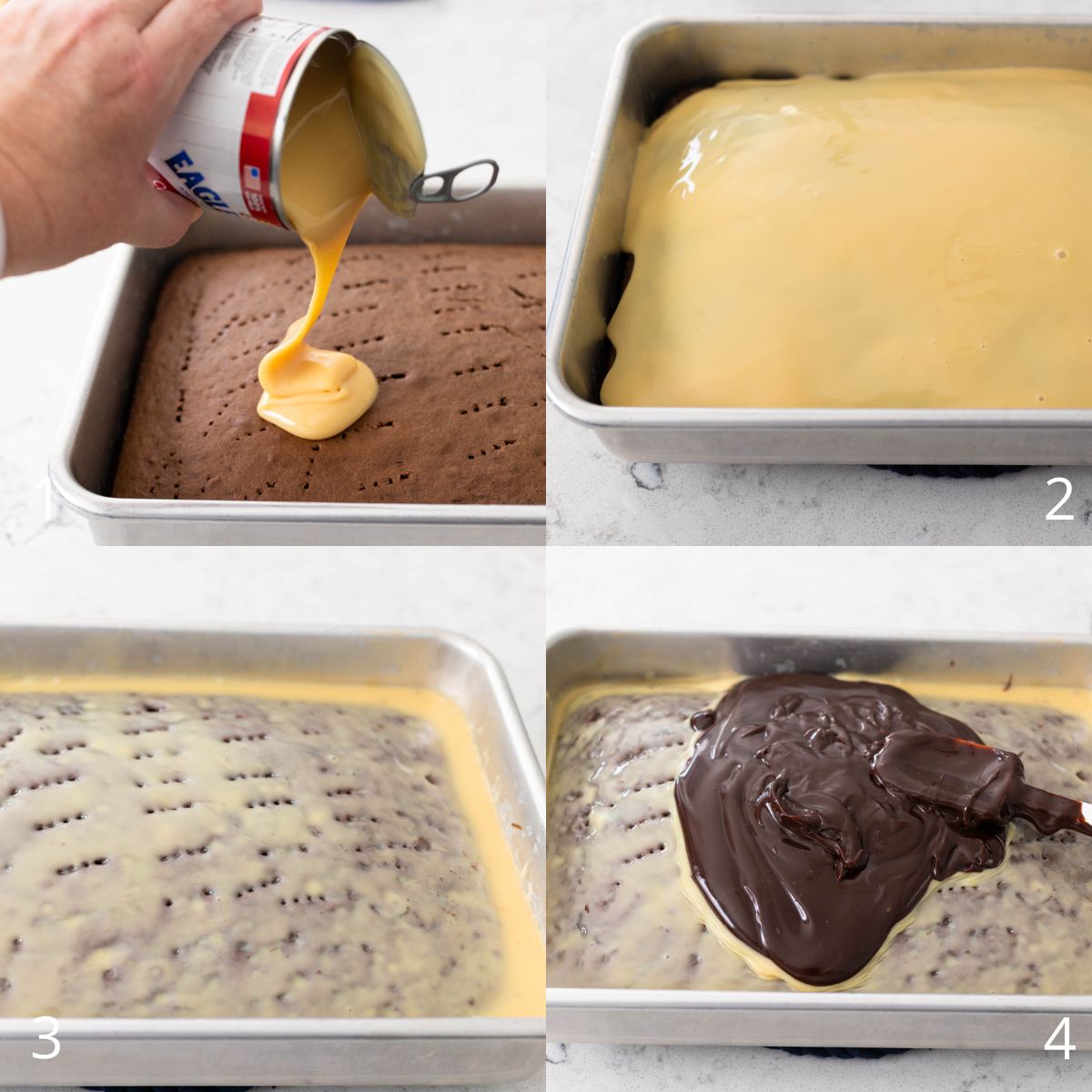 The step by step photos show how to turn it into a poke cake.