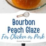 This photo collage displays the glaze in a glass mixing bowl next to a photo of the ingredients needed to make it.