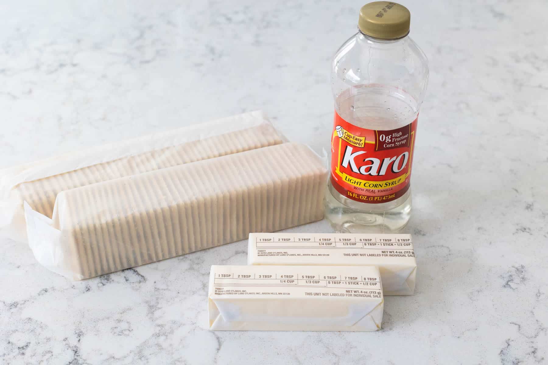 The ingredients to make the pie crust are on the counter.