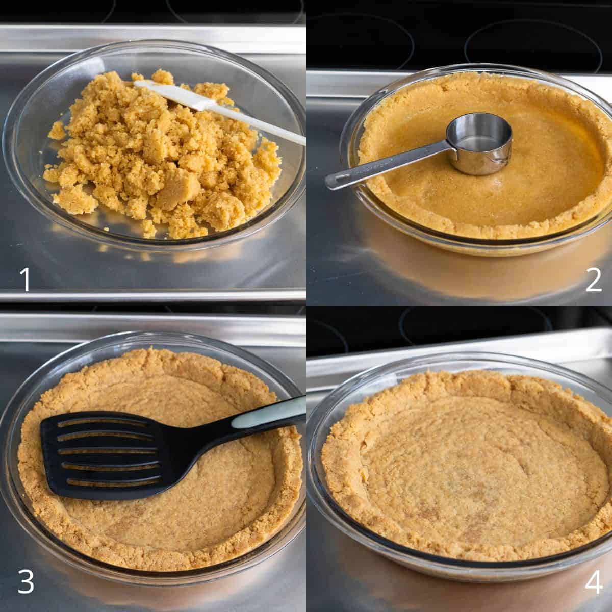 The step by step photos show how to shape and bake the crust.