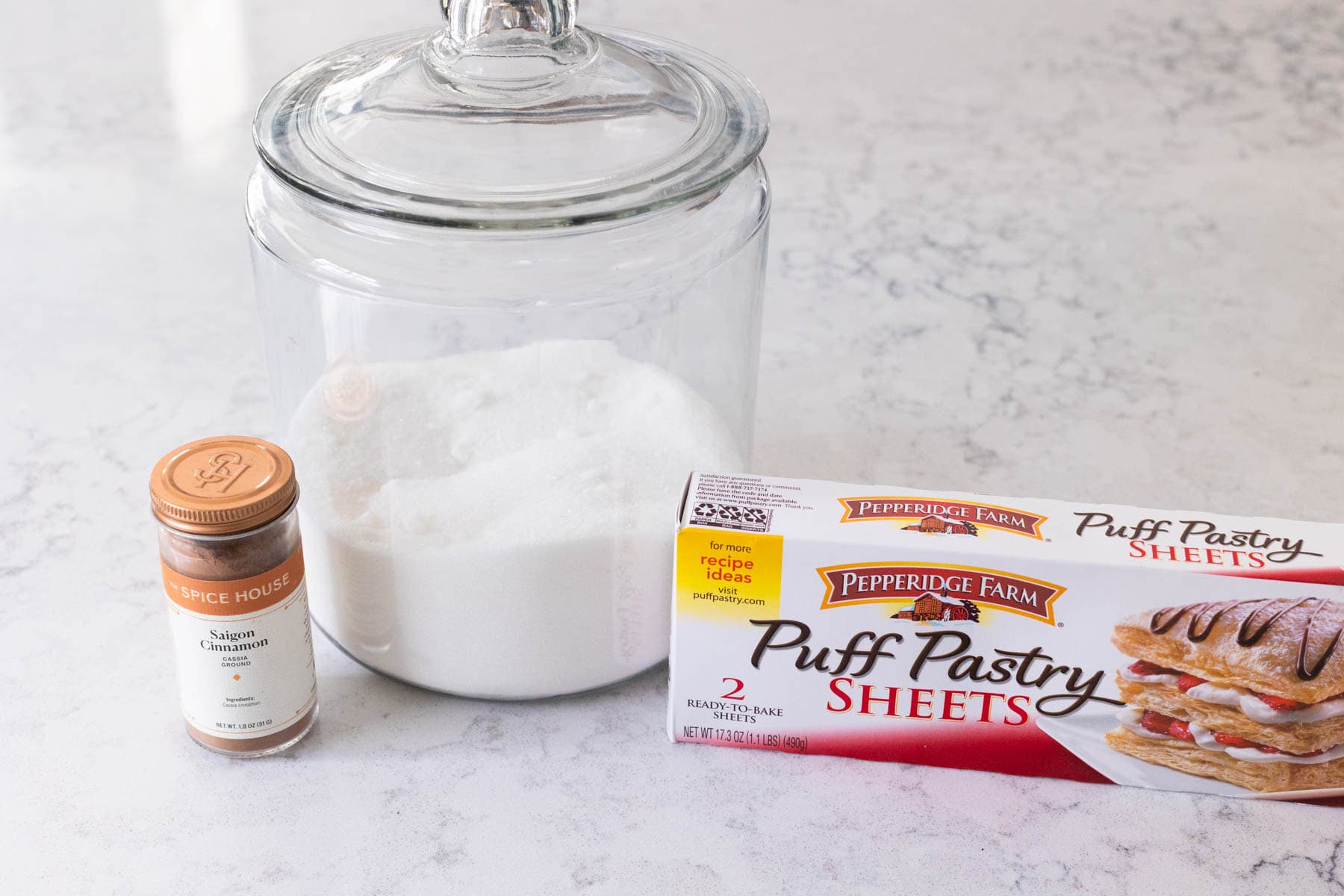 The ingredients to make Easy Cruffins are on the kitchen counter.