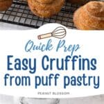 The photo collage shows the baked Easy Cruffins next to a photo of the ingredients needed to make it.