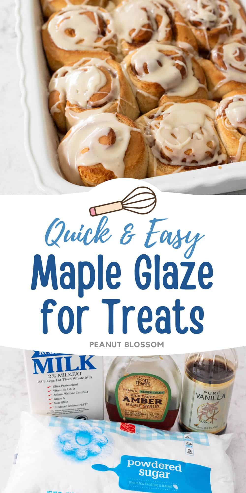 The photo collage shows the baked Maple Glaze next to a photo of the ingredients needed to make it.