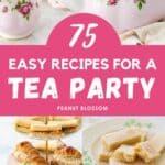 The photo collage shows a tea party scene next to several recipes for serving.