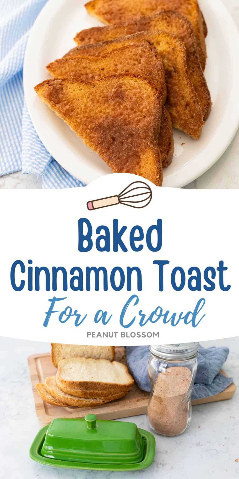 A white platter is filled with cinnamon toast slices.
