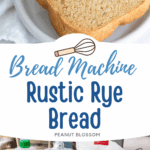 A sliced rye bread is served on a white platter.