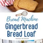 The photo collage shows the baked Gingerbread Bread next to a photo of the ingredients needed to make it.