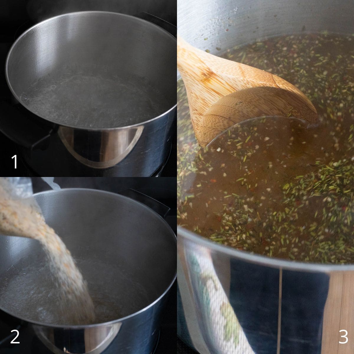 The brining packet has been stirred into boiling water.