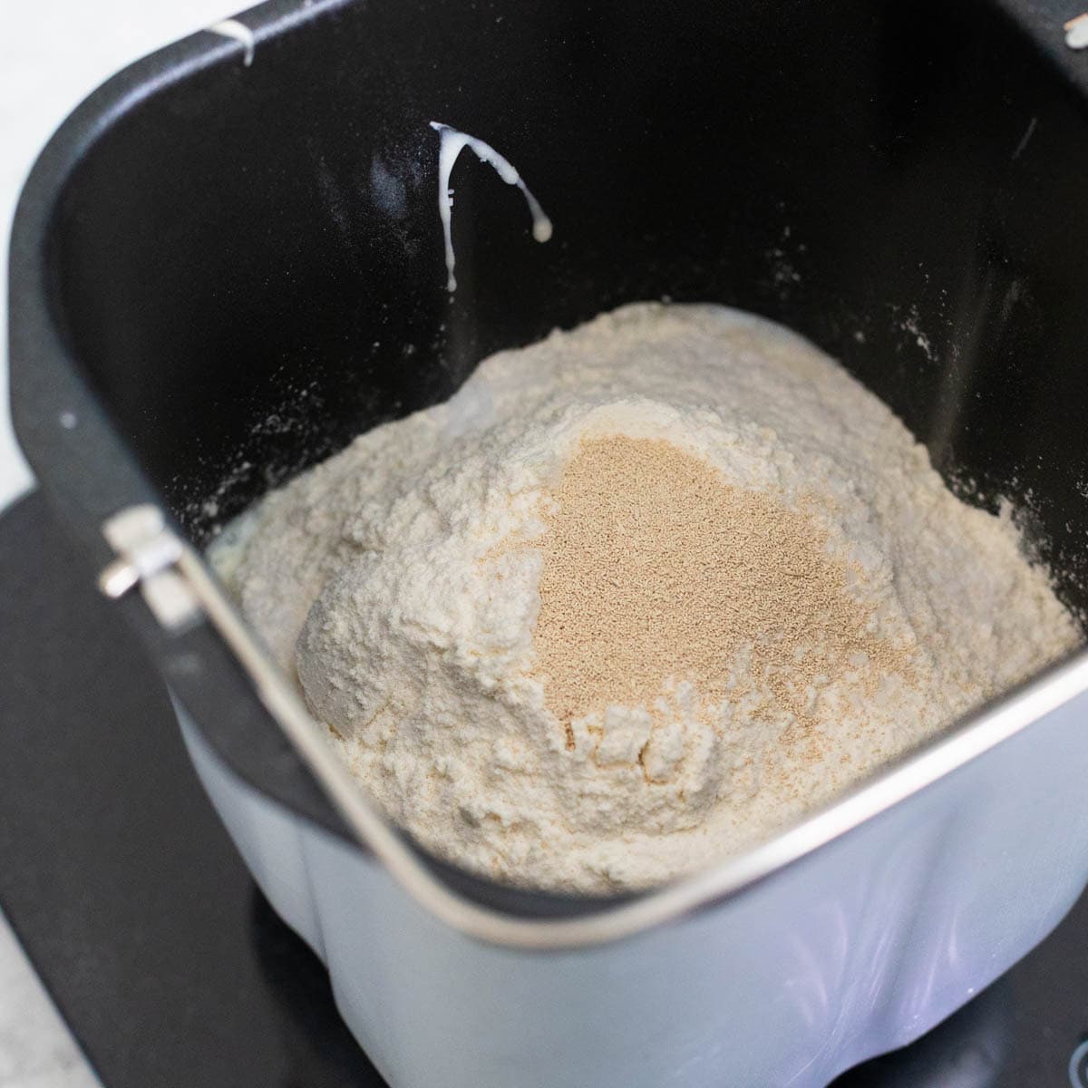 The dry ingredients have been added right on top.