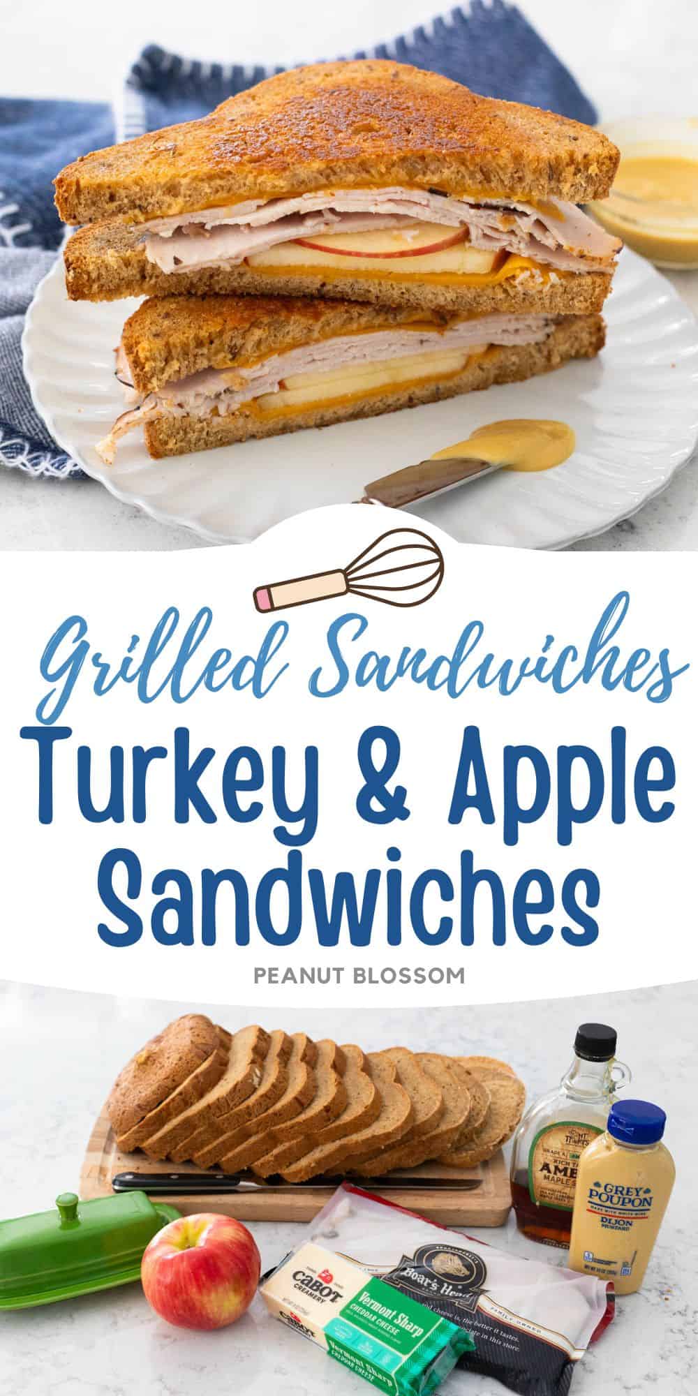 The photo collage shows the Turkey and Apple Sandwiches next to a photo of the ingredients needed to make it.
