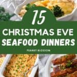 The photo collage shows 4 photos of seafood dishes that can be served for Christmas.