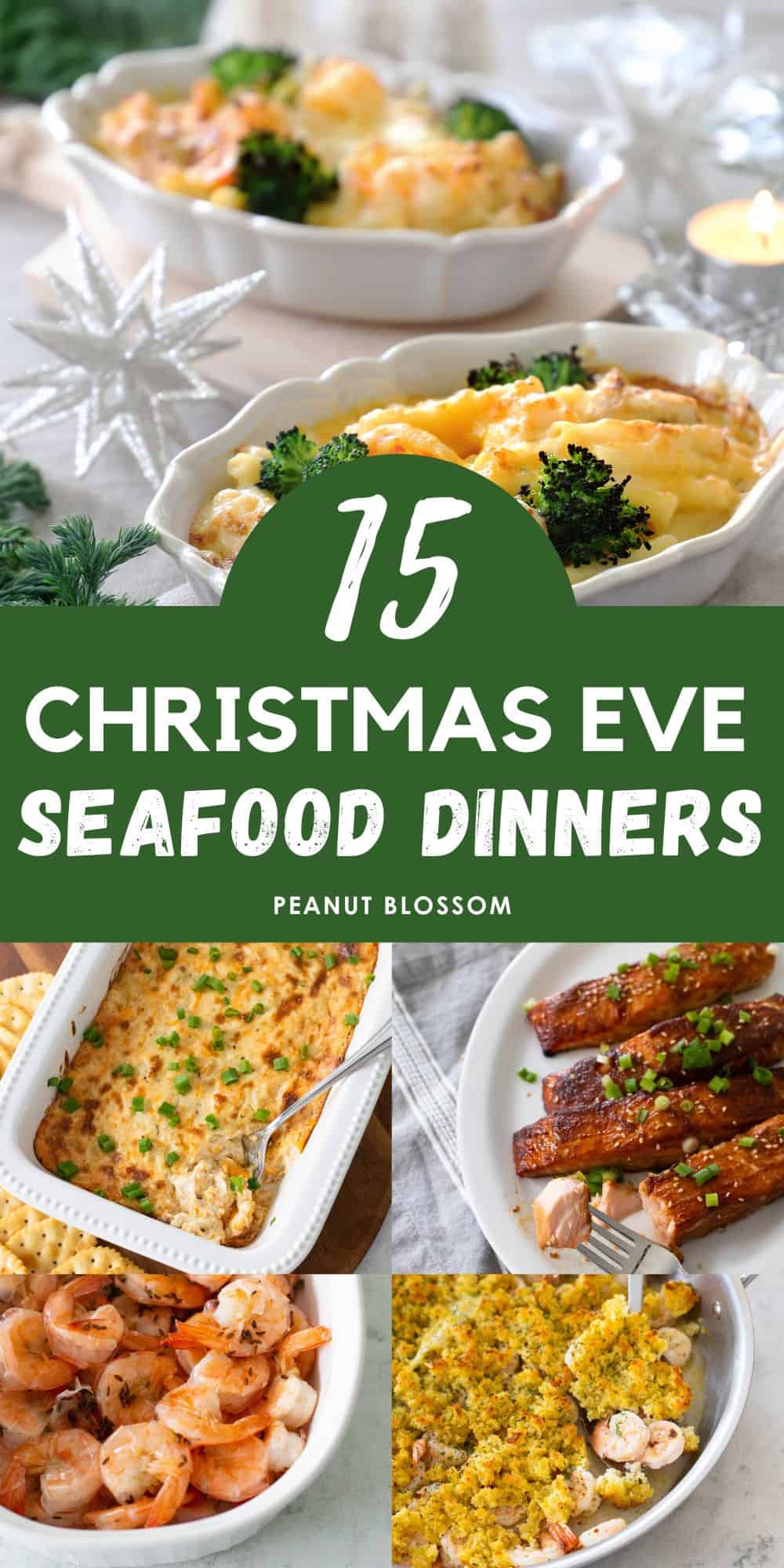 The photo collage shows 4 photos of seafood dishes that can be served for Christmas.