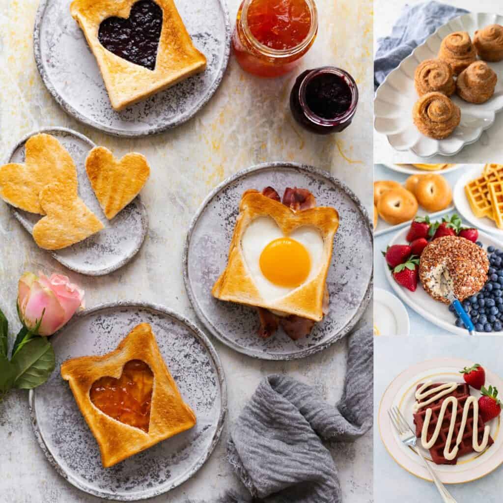 The photo collage shows a brunch scene with eggs and toast.