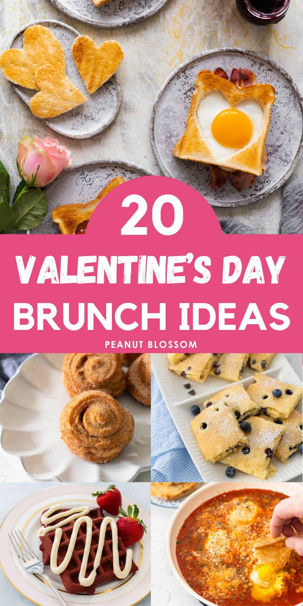 The photo collage shows several recipes to make for Valentine's Day brunch.