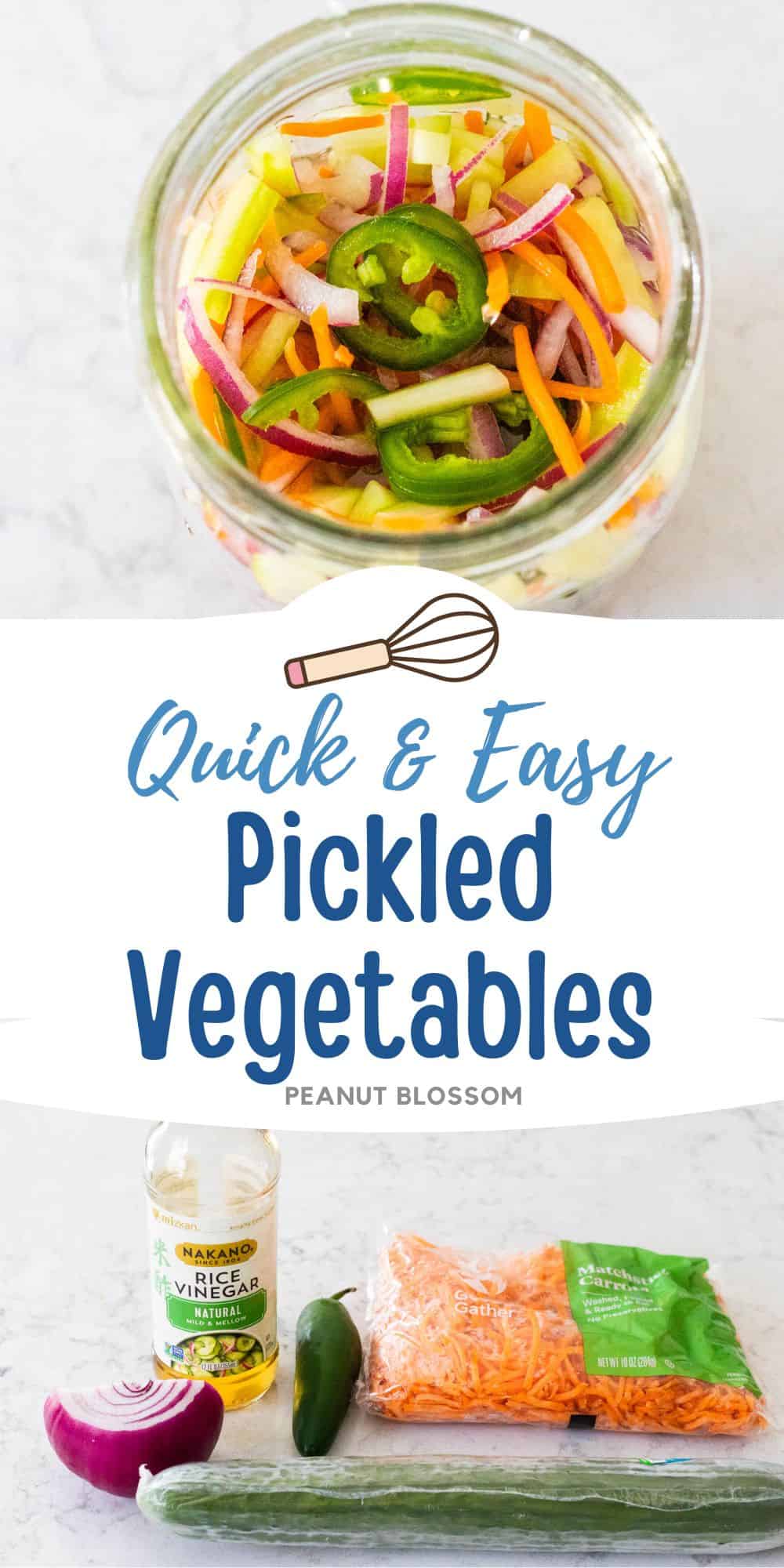 The photo collage shows the Pickled Vegetables next to a photo of the ingredients needed to make it.