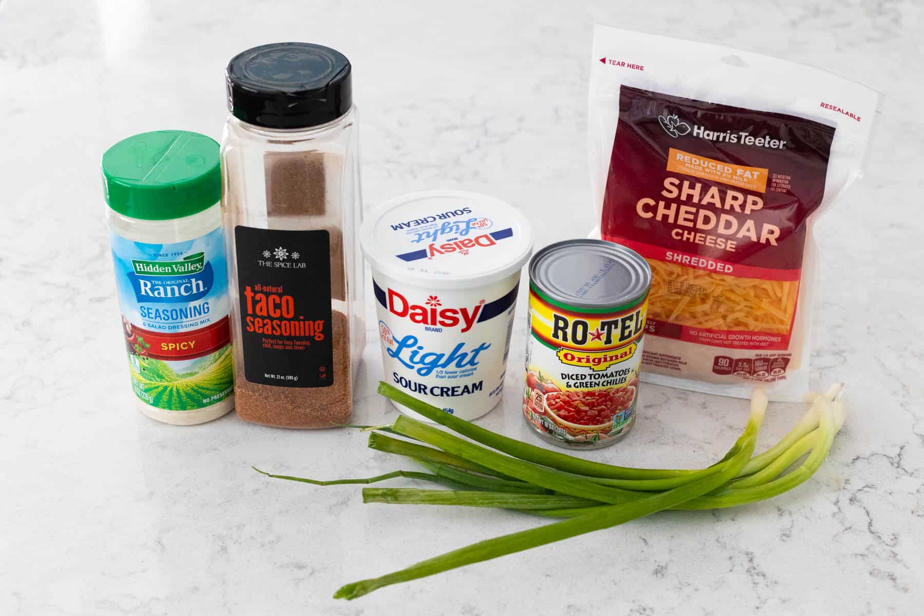 The ingredients to make the boat dip are on the counter.