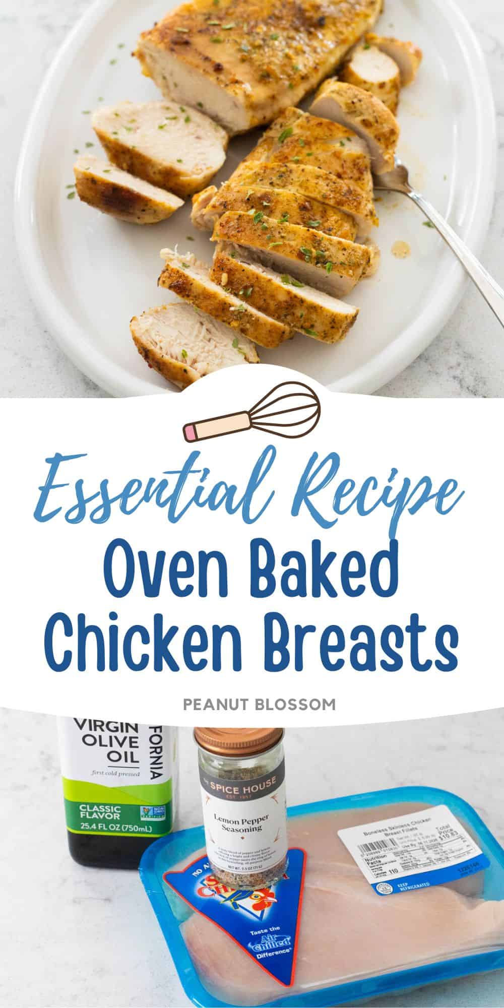 The photo collage shows the sliced, cooked chicken next to the ingredients needed to make it.