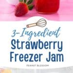 The photo collage shows the finished jam next to a photo of the ingredients needed to make it.