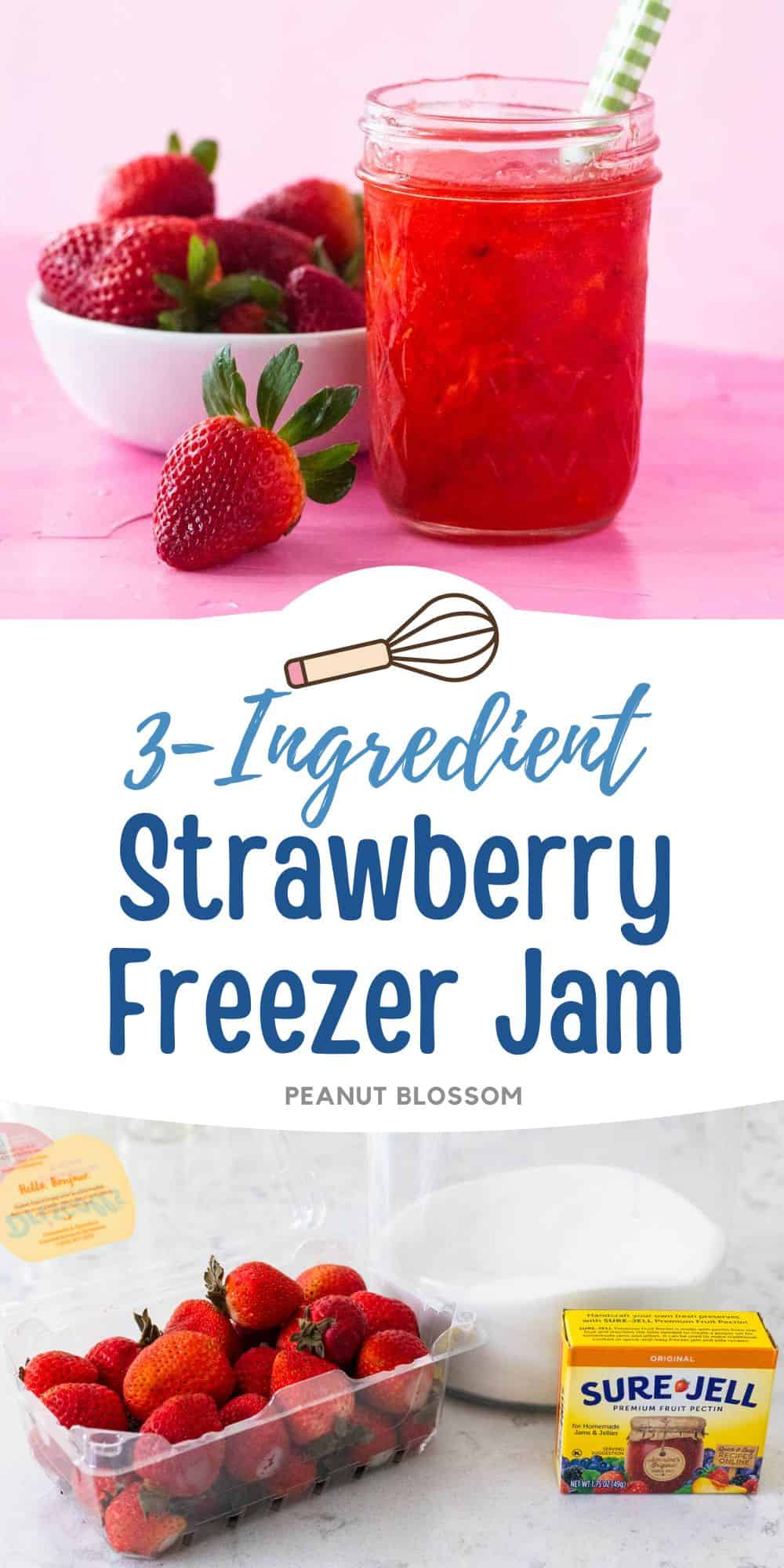 The photo collage shows the finished jam next to a photo of the ingredients needed to make it.