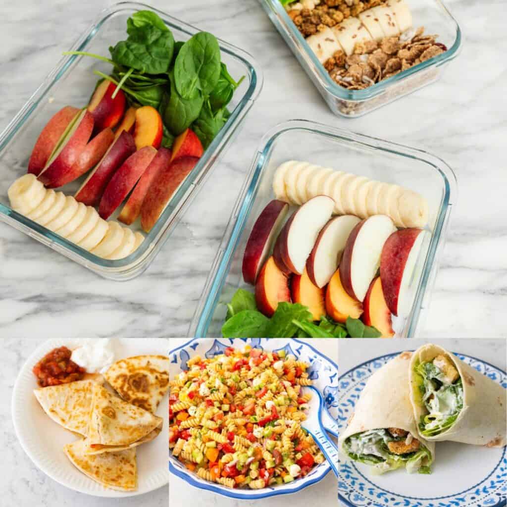 The photo collage shows several easy lunches for kids to eat in the summer.